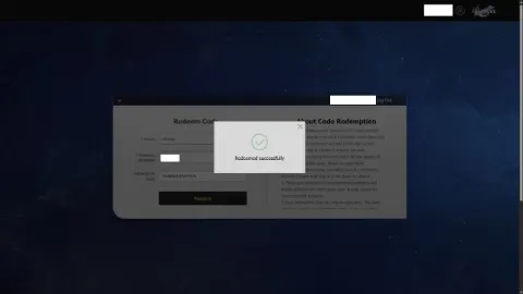 Potwierdzenie Redeemed successfully po wymianie kodu